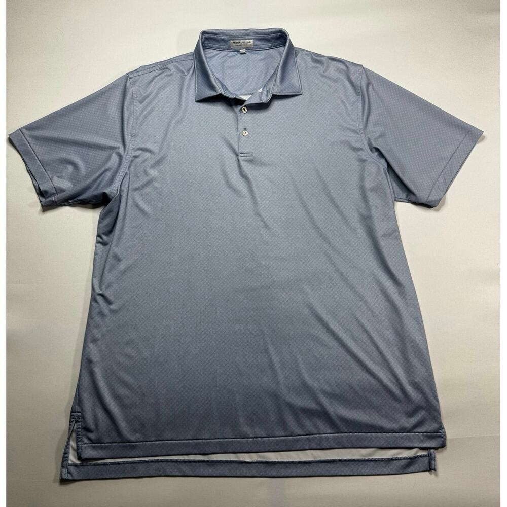 Peter Millar Summer Comfort Men's Short Sleeve Blue‎ Geo Print Polo Shirt - XL